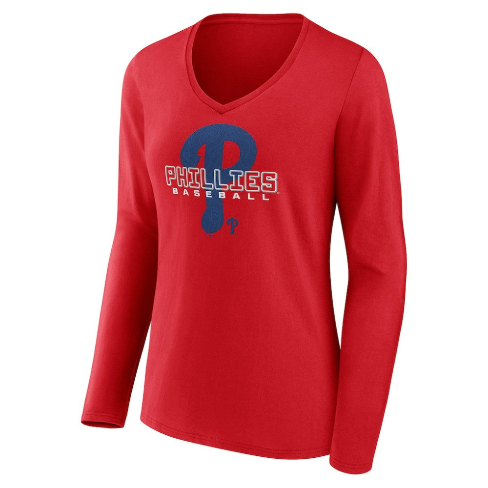 MLB Philadelphia Phillies Women's Stellar Long Sleeve V-Neck T-Shirt