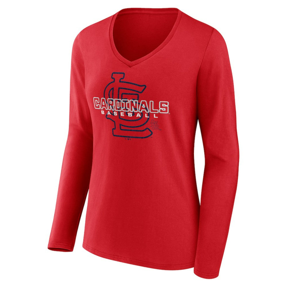 MLB St. Louis Cardinals Women's Stellar Long Sleeve V-Neck T-Shirt