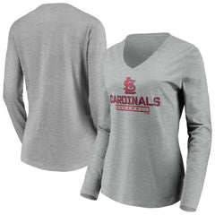 MLB St. Louis Cardinals Women's Evanston Stencil Long Sleeve V-Neck T-Shirt