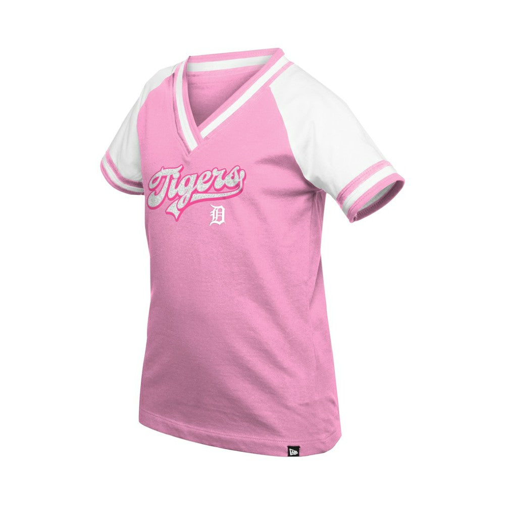 MLB Detroit Tigers New Era Girls Youth Mommy & Me Raglan V-Neck T-Shirt