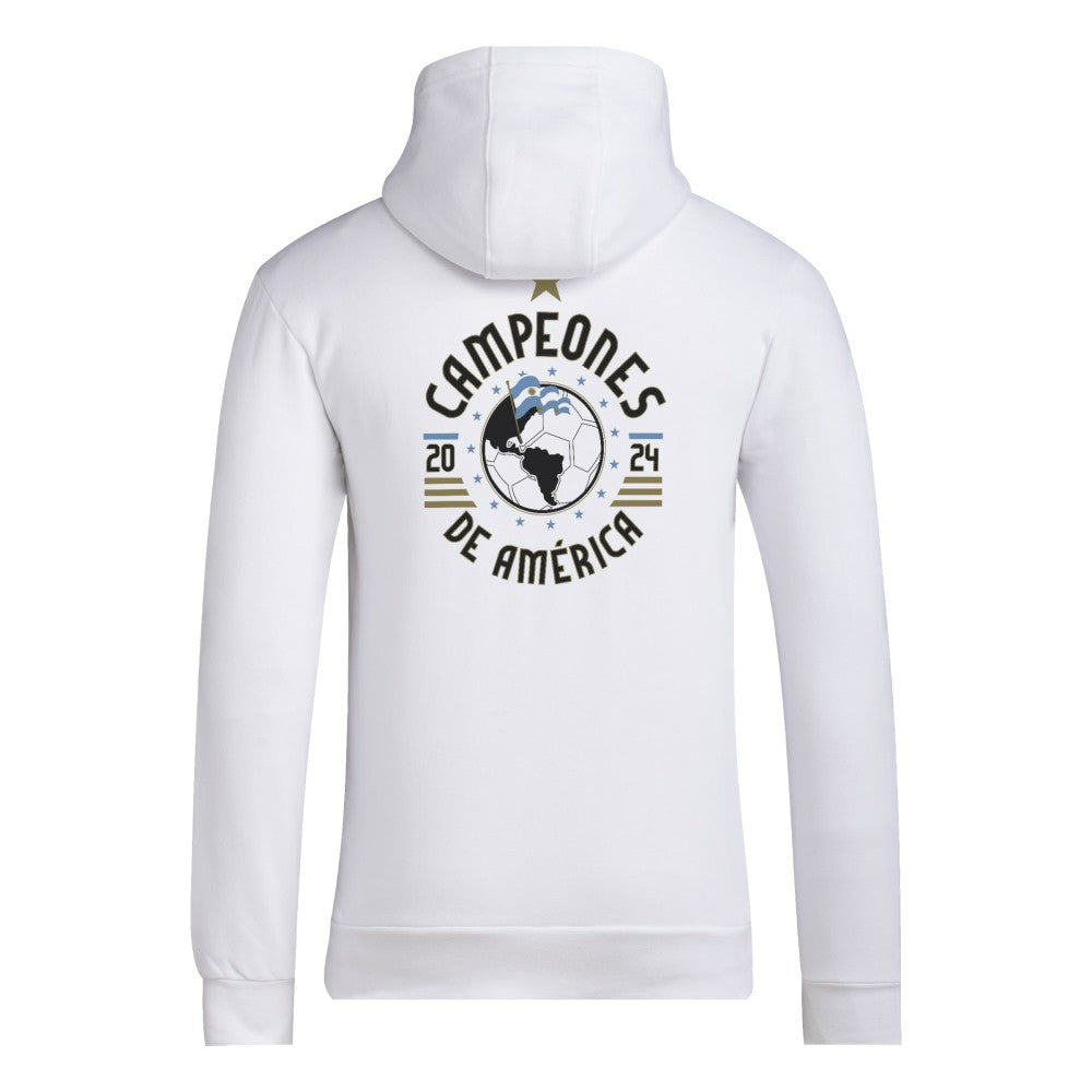 Argentina National Team 2024 Copa America Champions Pullover Hoodie - Adidas White