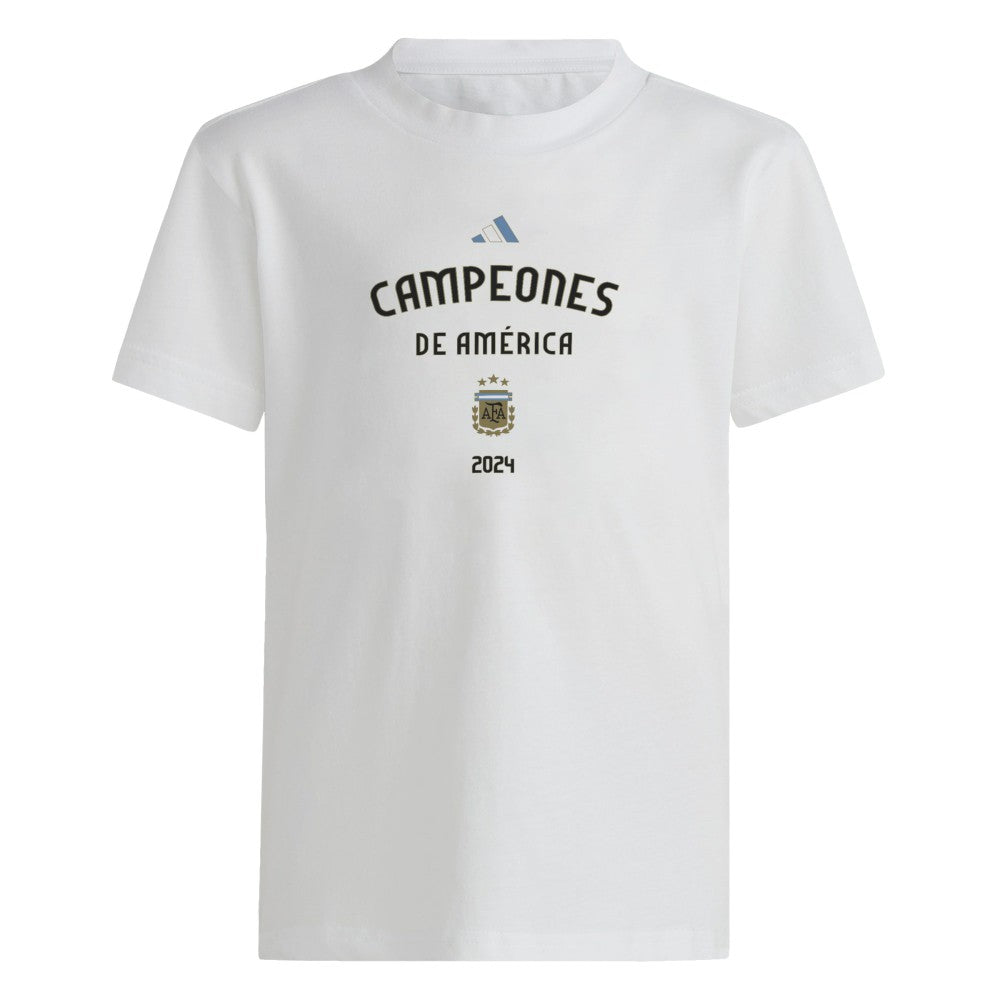 Argentina National Team Youth 2024 Copa America Champions T-Shirt - Adidas White