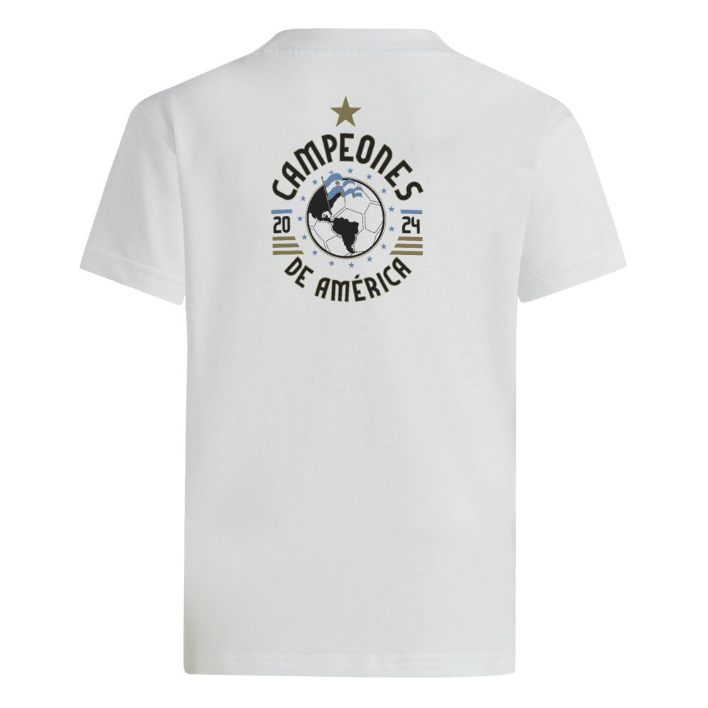 Argentina National Team Youth 2024 Copa America Champions T-Shirt - Adidas White