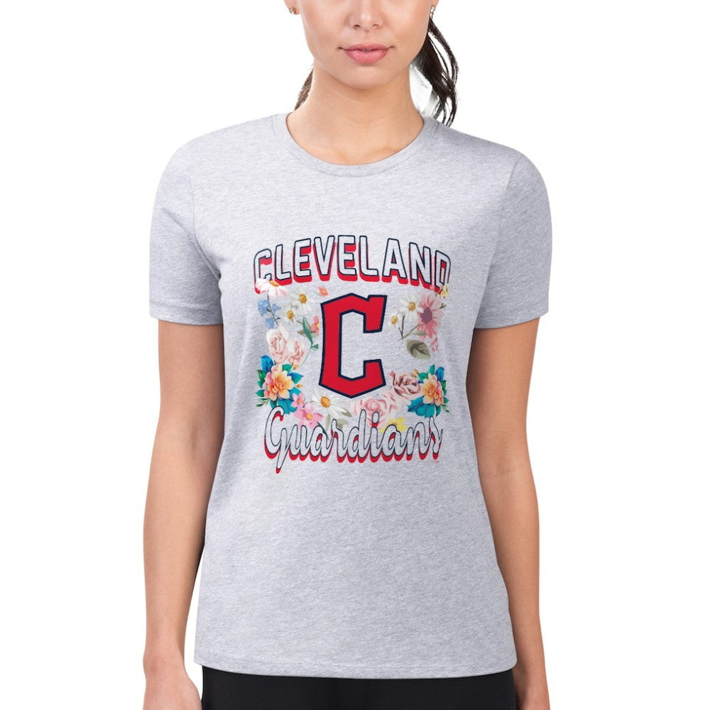 MLB Cleveland Guardians G-III 4Her by Carl Banks Women's Super-Slim Fit Lightweight Flowers Graphic T-Shirt