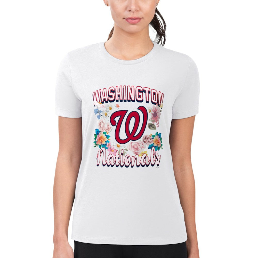 MLB Washington Nationals G-III 4Her by Carl Banks Women's Super-Slim Fit Lightweight Flowers Graphic T-Shirt