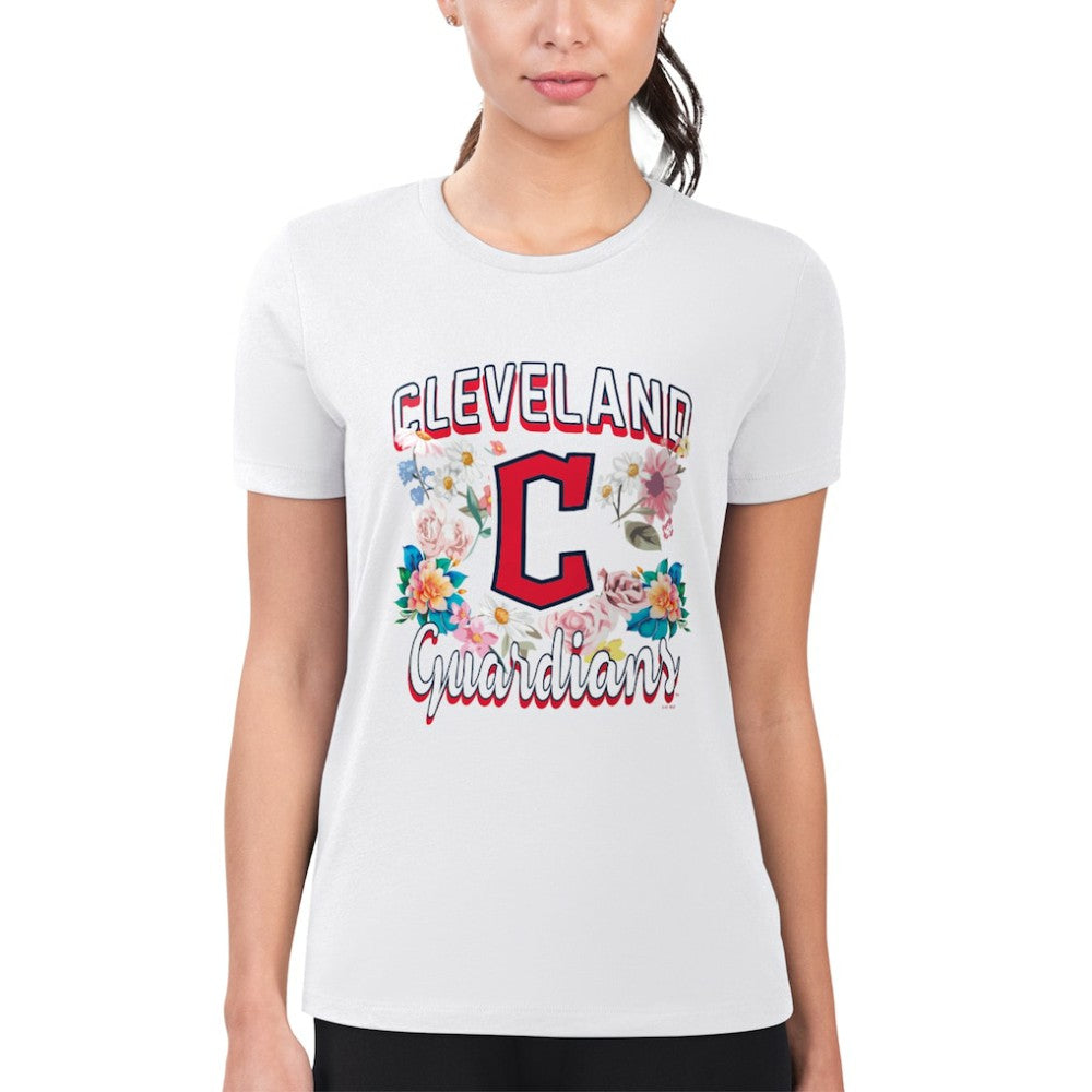 MLB Cleveland Guardians G-III 4Her by Carl Banks Women's Super-Slim Fit Lightweight Flowers Graphic T-Shirt