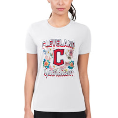 MLB Cleveland Guardians G-III 4Her by Carl Banks Women's Super-Slim Fit Lightweight Flowers Graphic T-Shirt