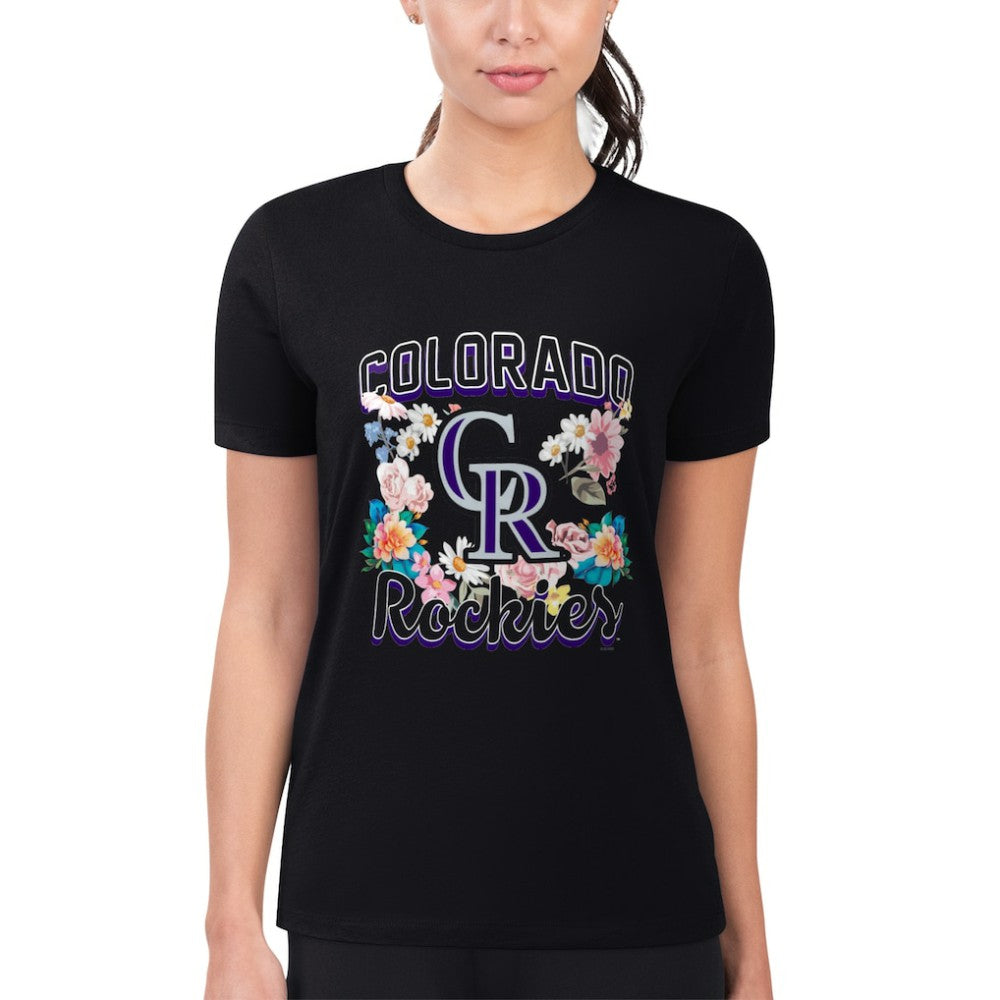 MLB Colorado Rockies G-III 4Her by Carl Banks Women's Super-Slim Fit Lightweight Flowers Graphic T-Shirt