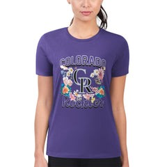MLB Colorado Rockies G-III 4Her by Carl Banks Women's Super-Slim Fit Lightweight Flowers Graphic T-Shirt