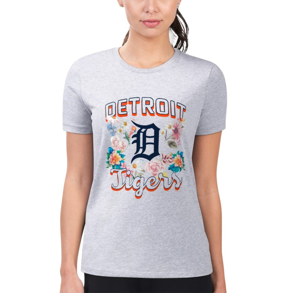 MLB Detroit Tigers G-III 4Her by Carl Banks Women's Super-Slim Fit Lightweight Flowers Graphic T-Shirt