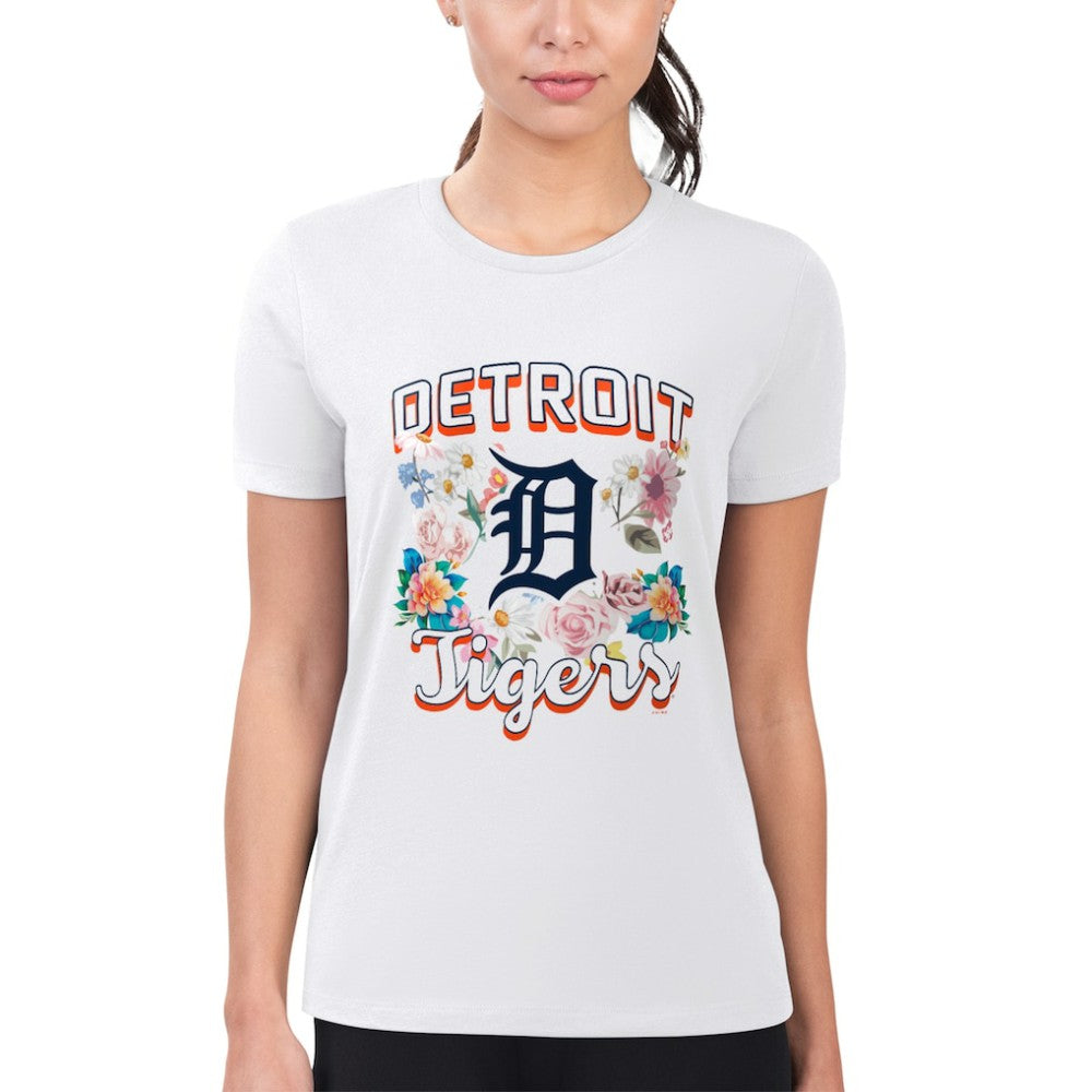 MLB Detroit Tigers G-III 4Her by Carl Banks Women's Super-Slim Fit Lightweight Flowers Graphic T-Shirt