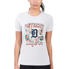 MLB Detroit Tigers G-III 4Her by Carl Banks Women's Super-Slim Fit Lightweight Flowers Graphic T-Shirt