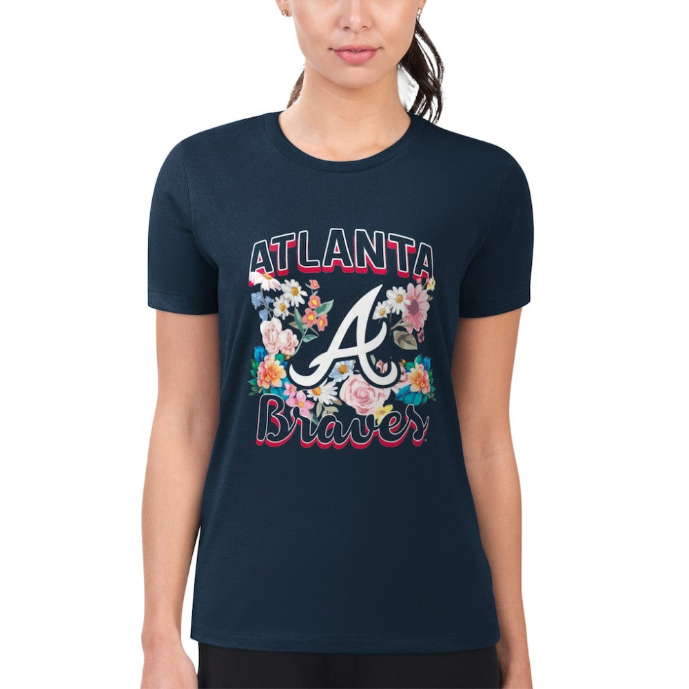 MLB Atlanta Braves G-III 4Her by Carl Banks Women's Super-Slim Fit Lightweight Flowers Graphic T-Shirt