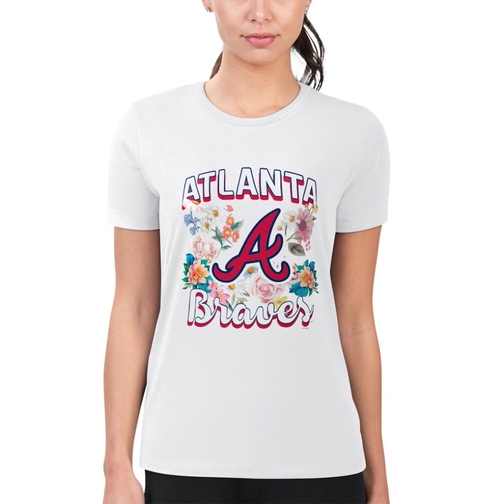 MLB Atlanta Braves G-III 4Her by Carl Banks Women's Super-Slim Fit Lightweight Flowers Graphic T-Shirt