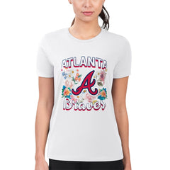 MLB Atlanta Braves G-III 4Her by Carl Banks Women's Super-Slim Fit Lightweight Flowers Graphic T-Shirt