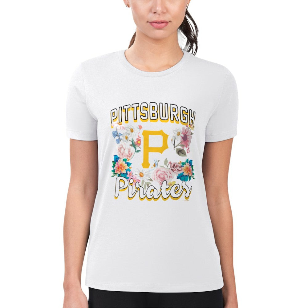 MLB Pittsburgh Pirates G-III 4Her by Carl Banks Women's Super-Slim Fit Lightweight Flowers Graphic T-Shirt