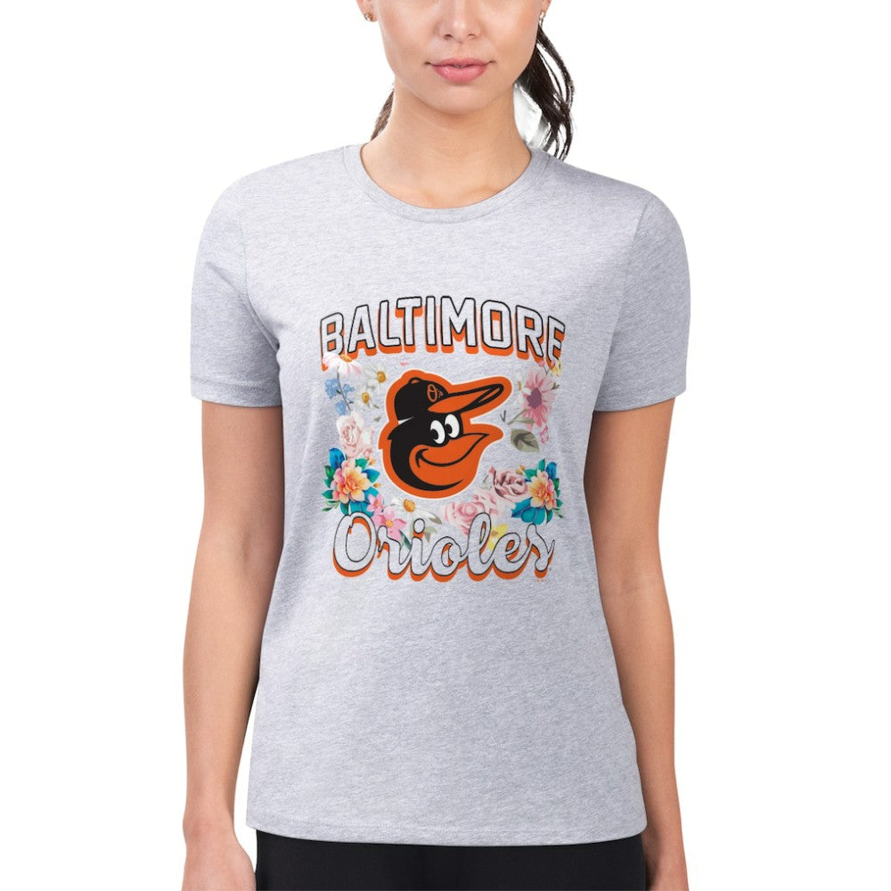 MLB Baltimore Orioles G-III 4Her by Carl Banks Women's Super-Slim Fit Lightweight Flowers Graphic T-Shirt