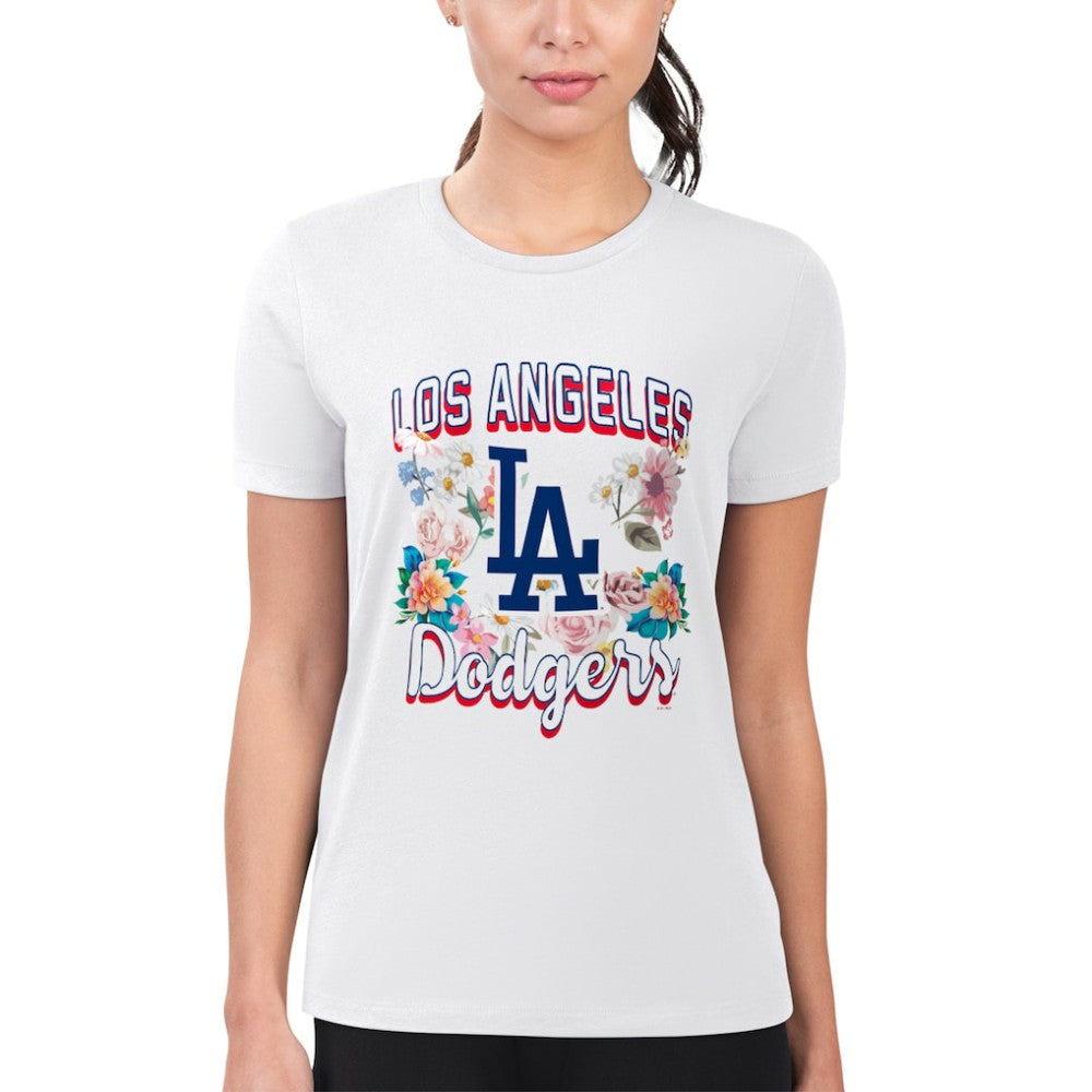 MLB Los Angeles Dodgers G-III 4Her by Carl Banks Women's Super-Slim Fit Lightweight Flowers Graphic T-Shirt
