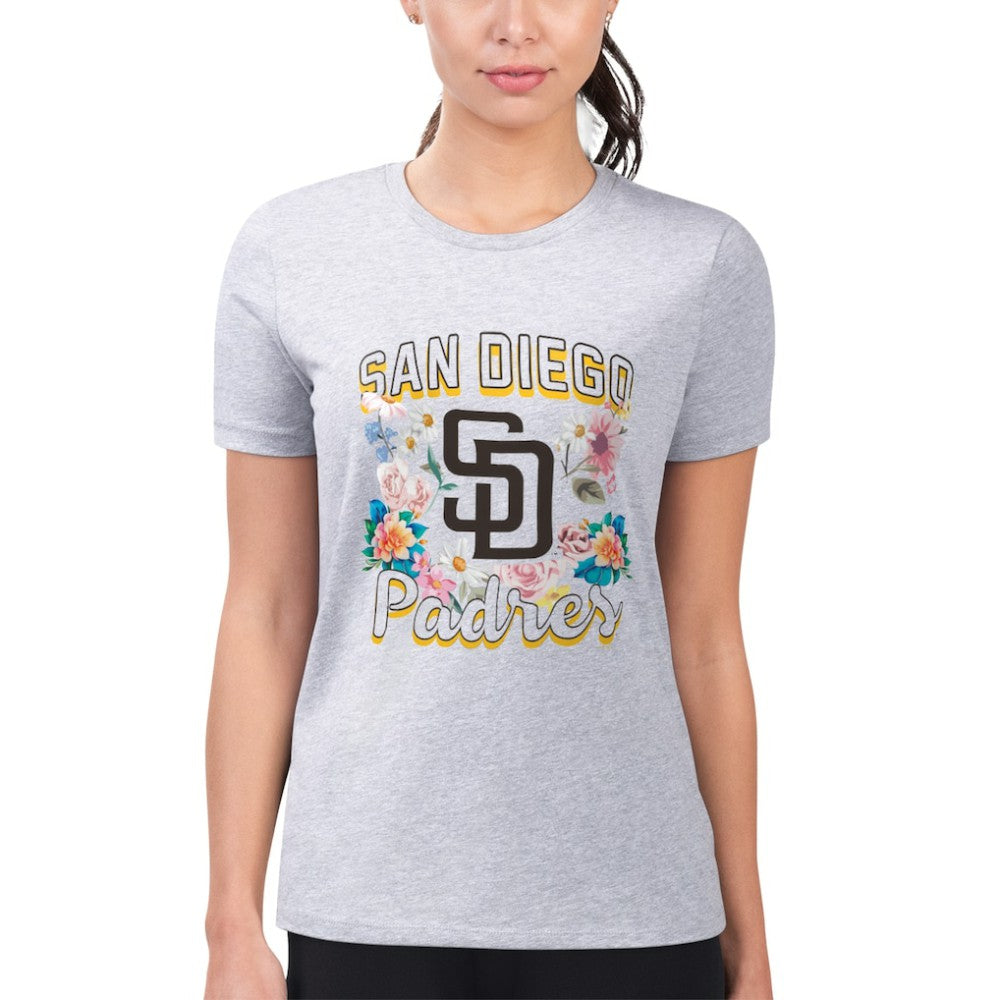 MLB San Diego Padres G-III 4Her by Carl Banks Women's Super-Slim Fit Lightweight Flowers Graphic T-Shirt