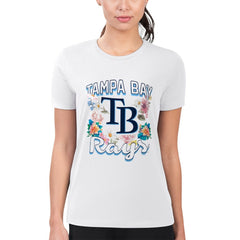 MLB Tampa Bay Rays G-III 4Her by Carl Banks Women's Super-Slim Fit Lightweight Flowers Graphic T-Shirt