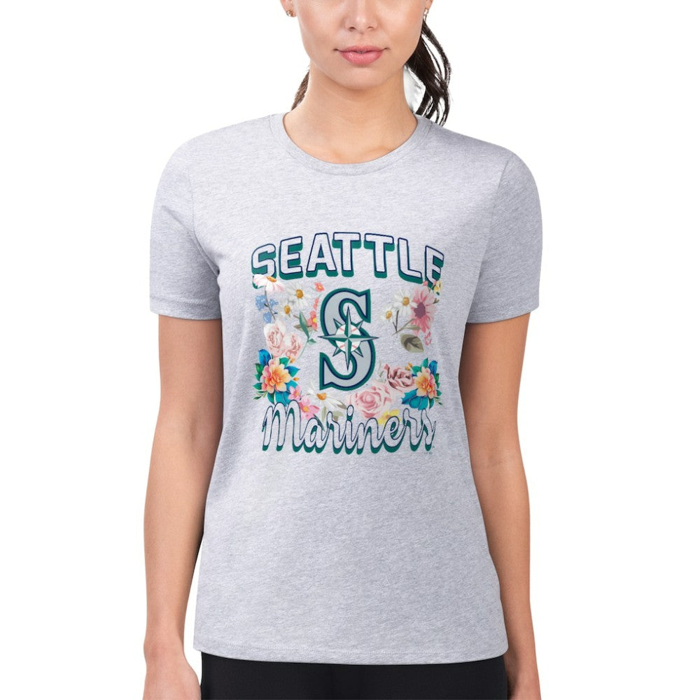 MLB Seattle Mariners G-III 4Her by Carl Banks Women's Super-Slim Fit Lightweight Flowers Graphic T-Shirt