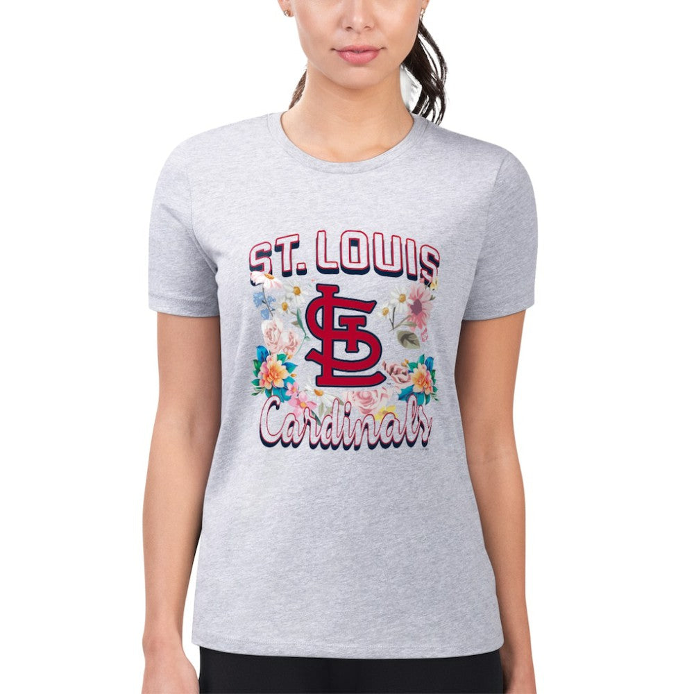 MLB St. Louis Cardinals G-III 4Her by Carl Banks Women's Super-Slim Fit Lightweight Flowers Graphic T-Shirt