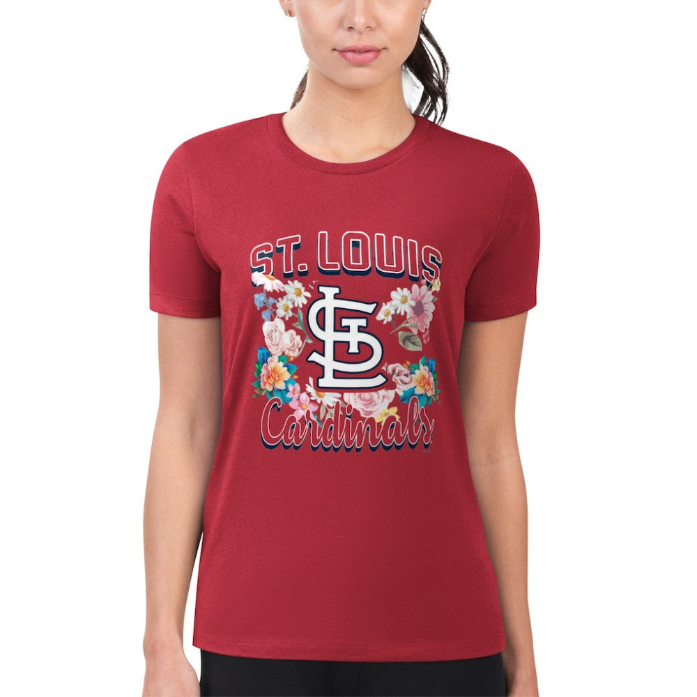 MLB St. Louis Cardinals G-III 4Her by Carl Banks Women's Super-Slim Fit Lightweight Flowers Graphic T-Shirt