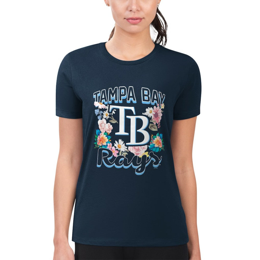MLB Tampa Bay Rays G-III 4Her by Carl Banks Women's Super-Slim Fit Lightweight Flowers Graphic T-Shirt