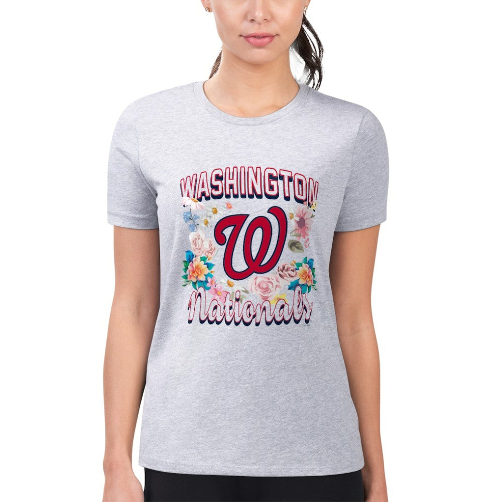 MLB Washington Nationals G-III 4Her by Carl Banks Women's Super-Slim Fit Lightweight Flowers Graphic T-Shirt