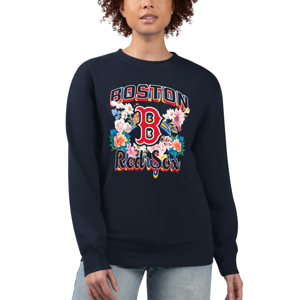 MLB Boston Red Sox G-III 4Her by Carl Banks Women's Flowers Graphic Pullover Sweatshirt