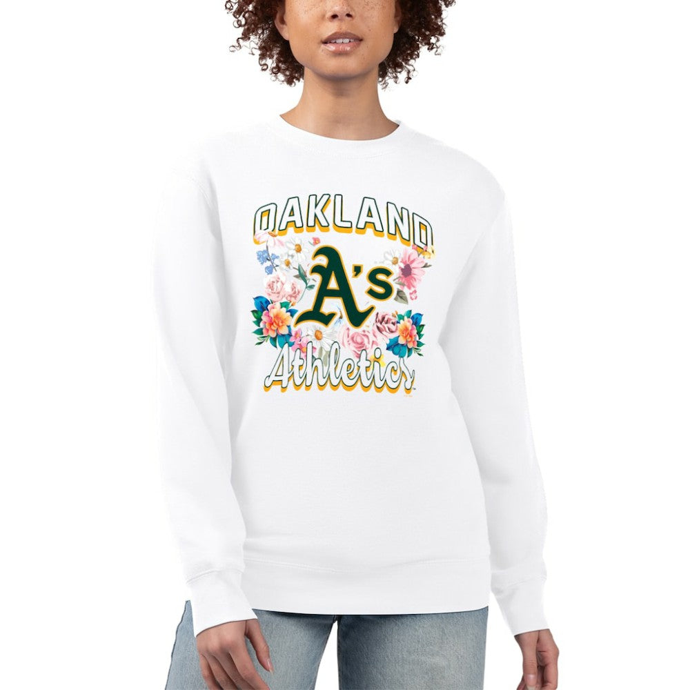 MLB Athletics G-III 4Her by Carl Banks Women's Flowers Graphic Pullover Sweatshirt