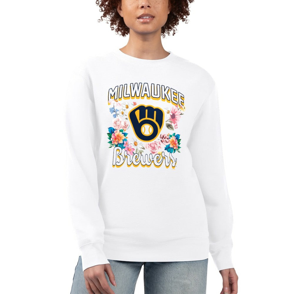 MLB Milwaukee Brewers G-III 4Her by Carl Banks Women's Flowers Graphic Pullover Sweatshirt