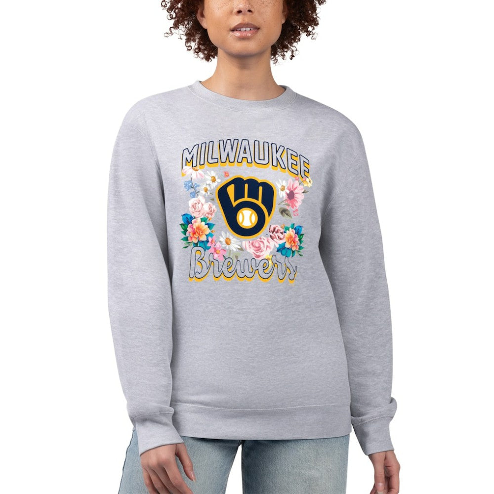 MLB Milwaukee Brewers G-III 4Her by Carl Banks Women's Flowers Graphic Pullover Sweatshirt
