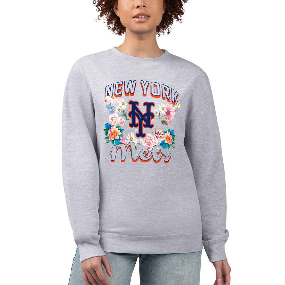 MLB New York Mets G-III 4Her by Carl Banks Women's Flowers Graphic Pullover Sweatshirt