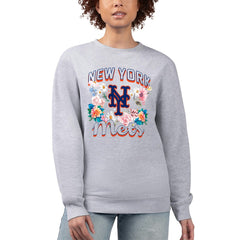 MLB New York Mets G-III 4Her by Carl Banks Women's Flowers Graphic Pullover Sweatshirt