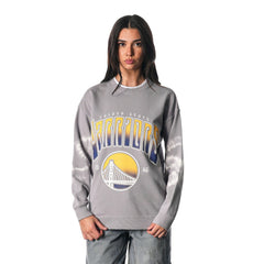 NBA Golden State Warriors The Wild Collective Women's Bleached Tie-Dye Pullover Sweatshirt sale