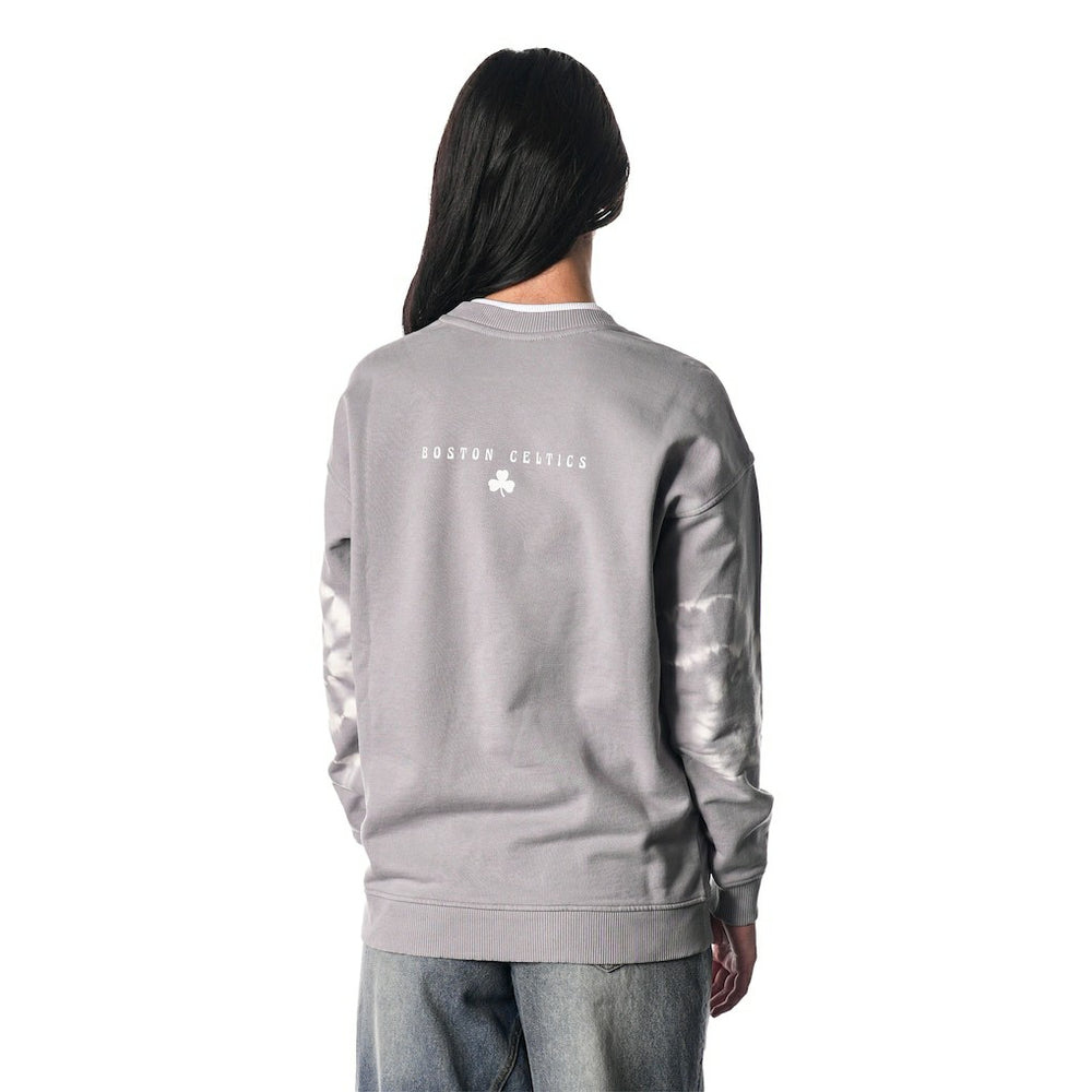 NBA Boston Celtics The Wild Collective Women's Bleached Tie-Dye Pullover Sweatshirt