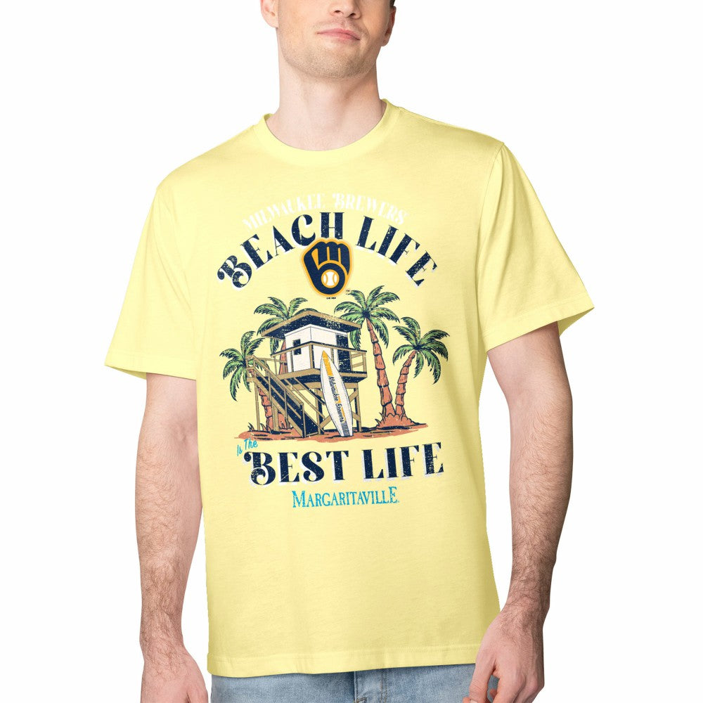 MLB Milwaukee Brewers Margaritaville Beach Hut Graphic T-Shirt