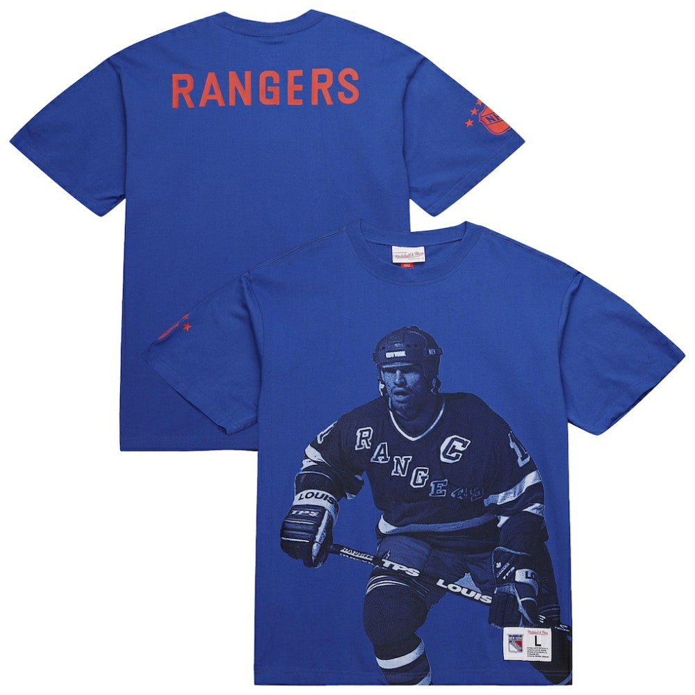 NHL Blue Mark Messier New York Rangers Mitchell & Ness NHL Ultimate Player Vintage Logo T-Shirt
