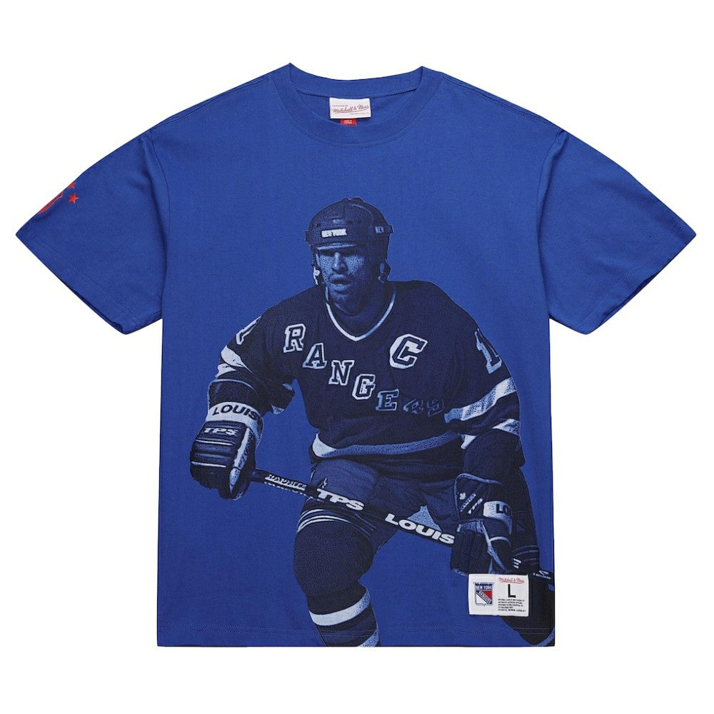 NHL Blue Mark Messier New York Rangers Mitchell & Ness NHL Ultimate Player Vintage Logo T-Shirt