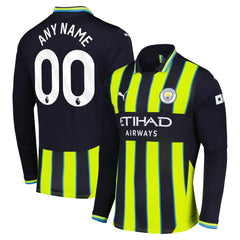 Manchester City 2024/25 Away Replica Long Sleeve Custom Jersey - Puma Navy
