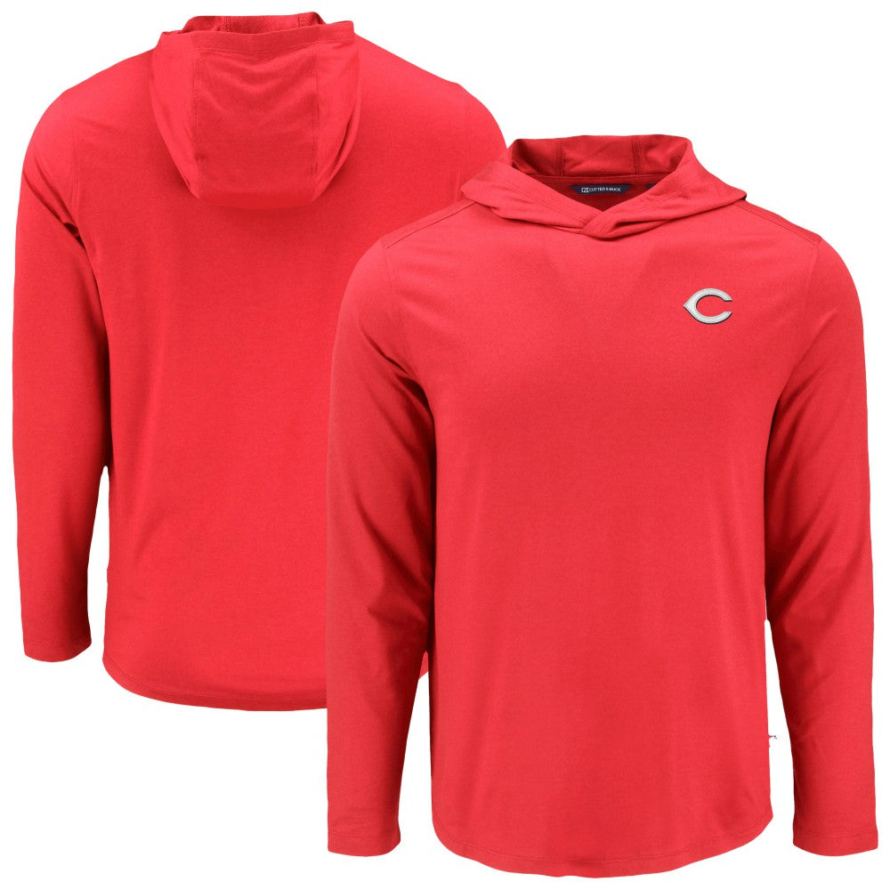 MLB Cincinnati Reds Cutter & Buck Coastline Epic Comfort Recycled Eco Hoodie Long Sleeve T-Shirt