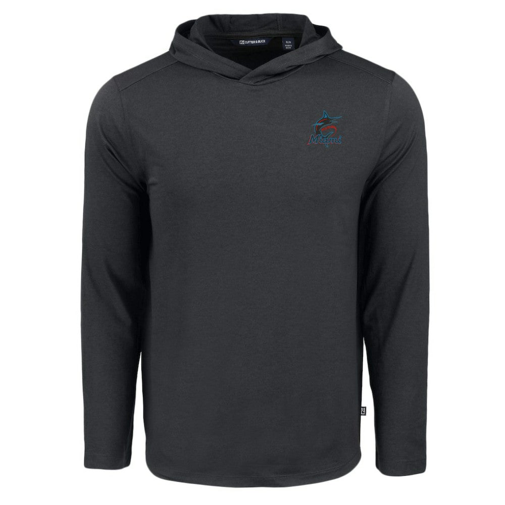 MLB Miami Marlins Cutter & Buck Coastline Epic Comfort Recycled Eco Hoodie Long Sleeve T-Shirt