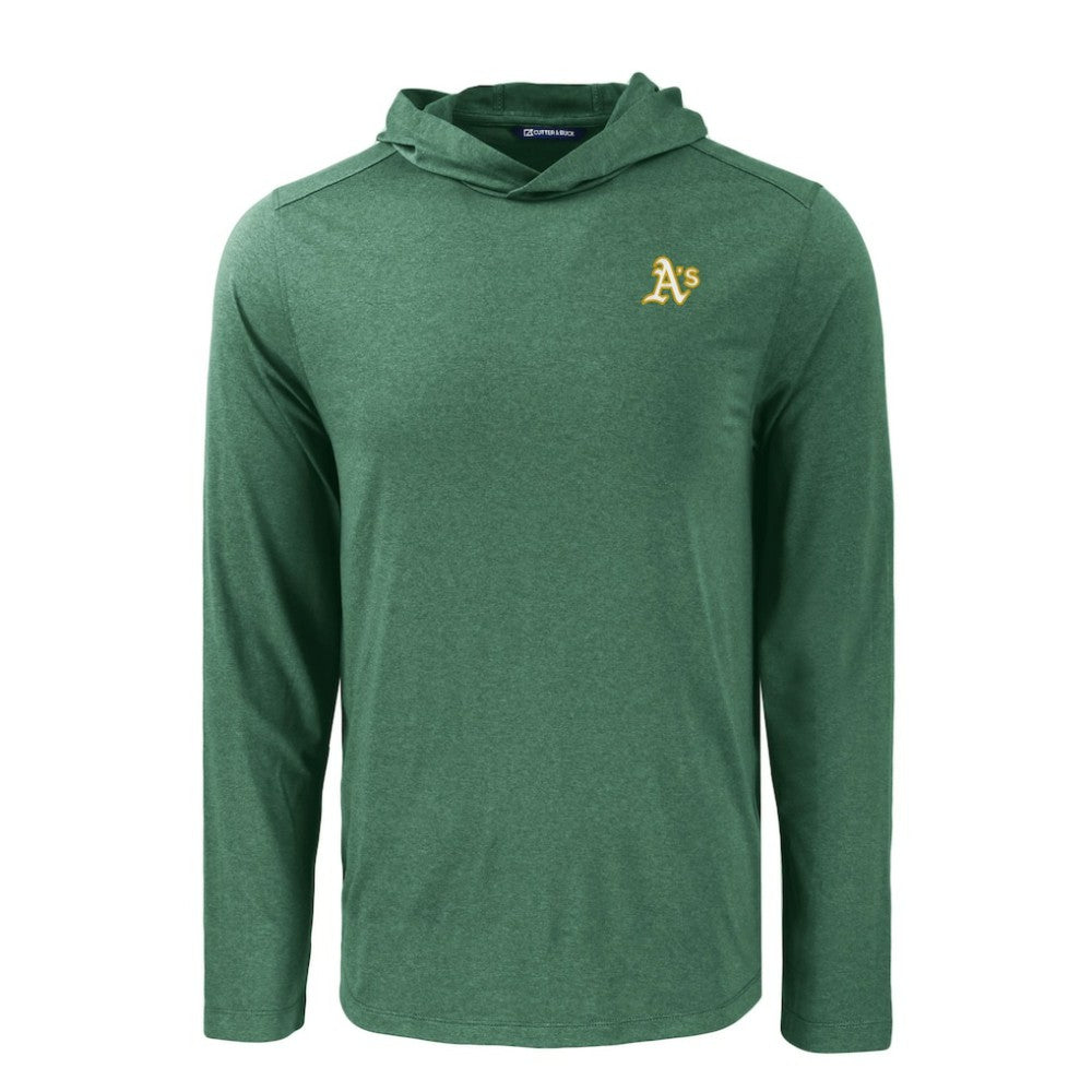 MLB Athletics Cutter & Buck Coastline Epic Comfort Recycled Eco Hoodie Long Sleeve T-Shirt