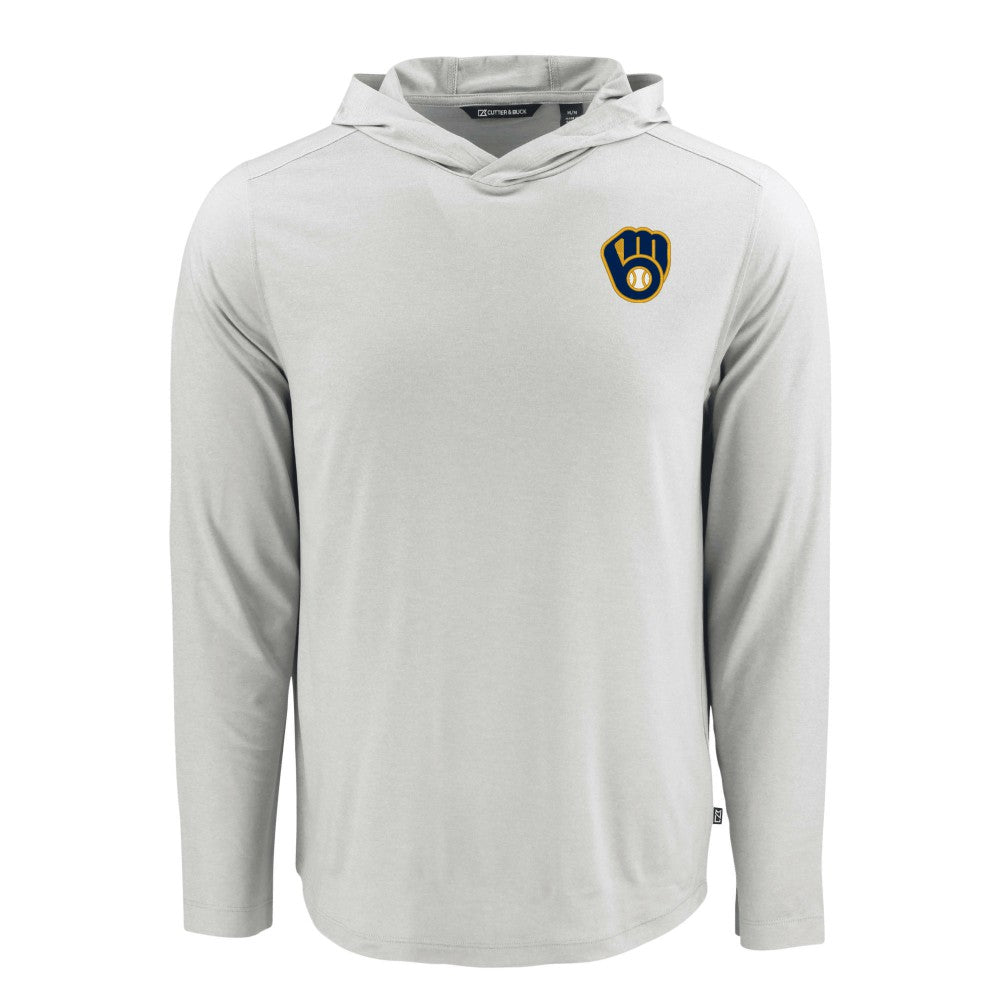 MLB Milwaukee Brewers Cutter & Buck Coastline Epic Comfort Recycled Eco Hoodie Long Sleeve T-Shirt