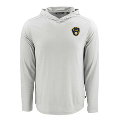 MLB Milwaukee Brewers Cutter & Buck Coastline Epic Comfort Recycled Eco Hoodie Long Sleeve T-Shirt