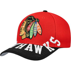 NHL Red/Black Chicago Blackhawks Mitchell & Ness Underarch Two-Tone Pro Crown Snapback Hat
