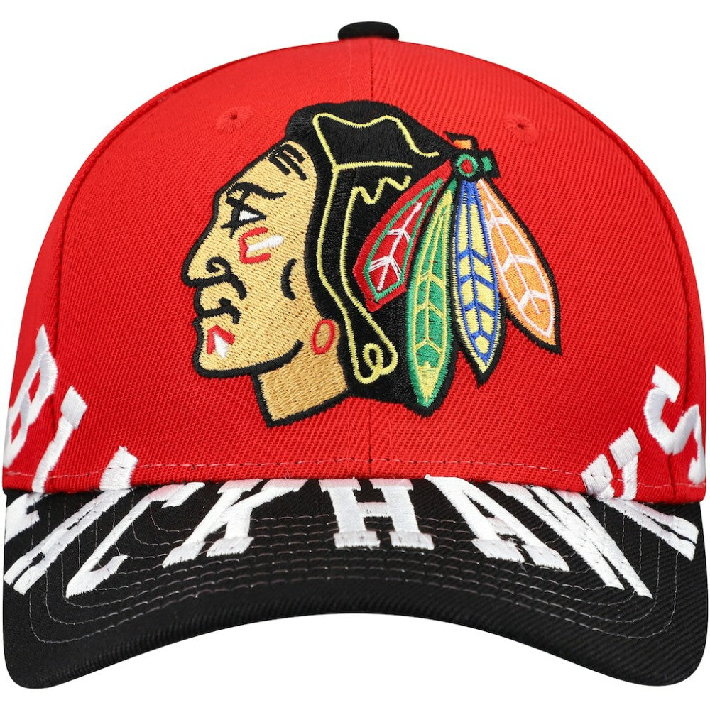 NHL Red/Black Chicago Blackhawks Mitchell & Ness Underarch Two-Tone Pro Crown Snapback Hat