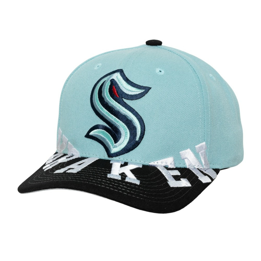 NHL Light Blue/Black Seattle Kraken Mitchell & Ness Underarch Two-Tone Pro Crown Snapback Hat