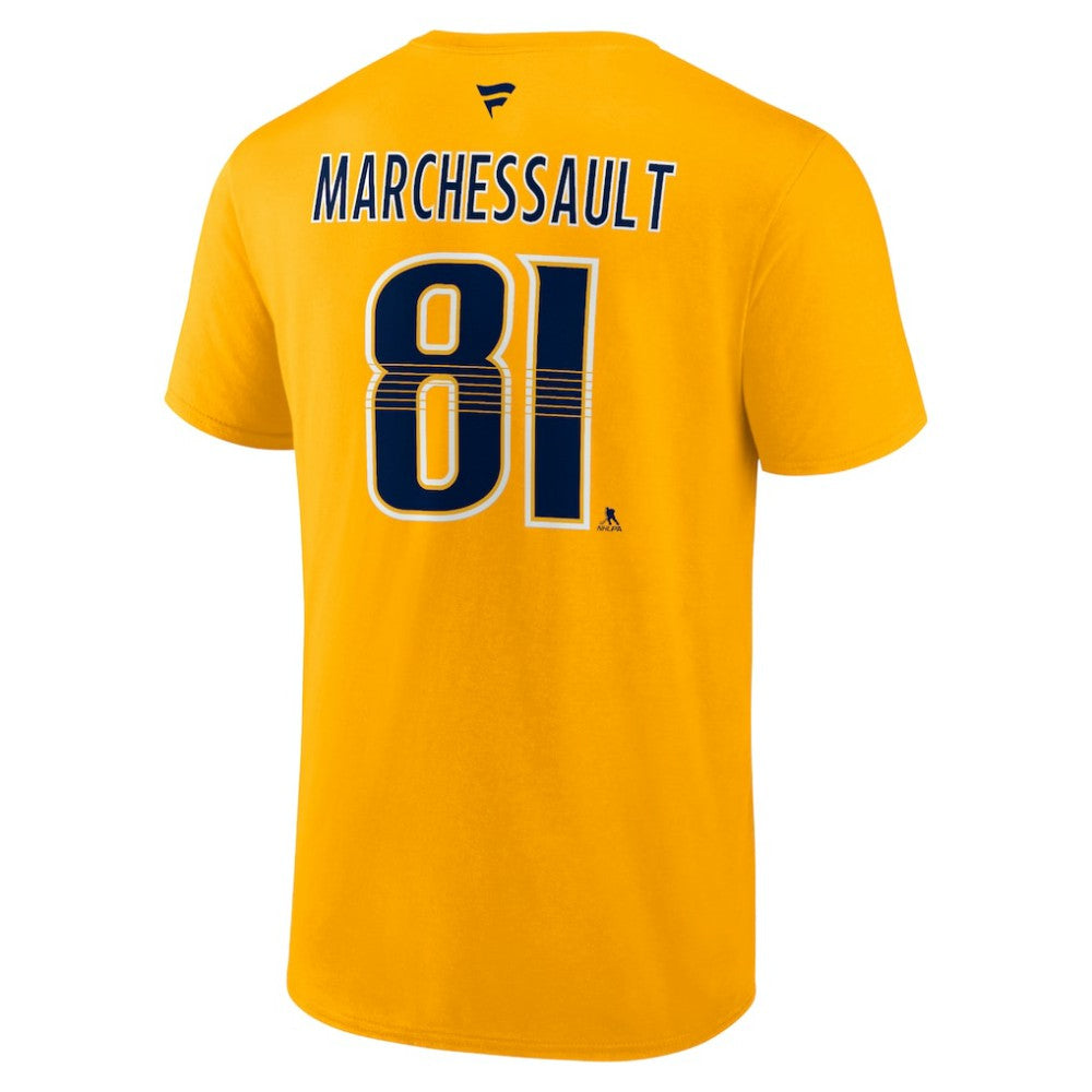 NHL Gold Jonathan Marchessault Nashville Predators Fanatics Authentic Stack Name & Number T-Shirt